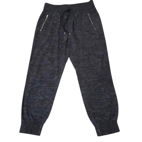 Athleta Camden Printed Jogger Track Pants Size 6 Dark Gray Black - Picture 1 of 10